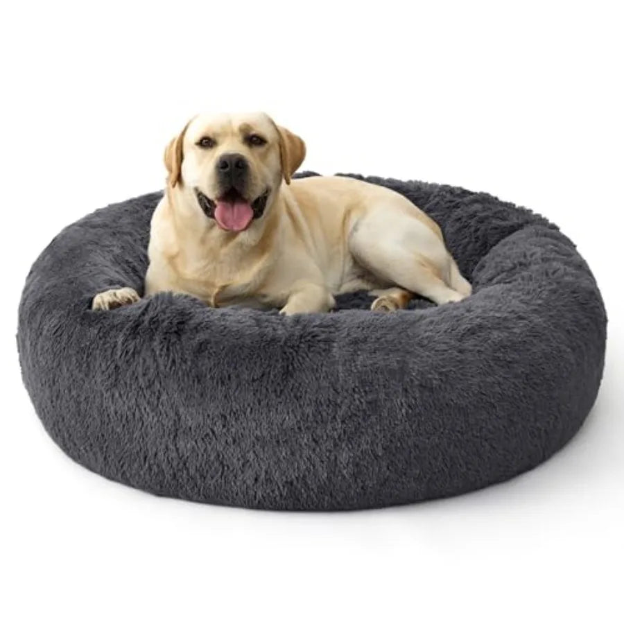 30-Inch Calming Donut Dog Bed, Anti-Slip & Washable