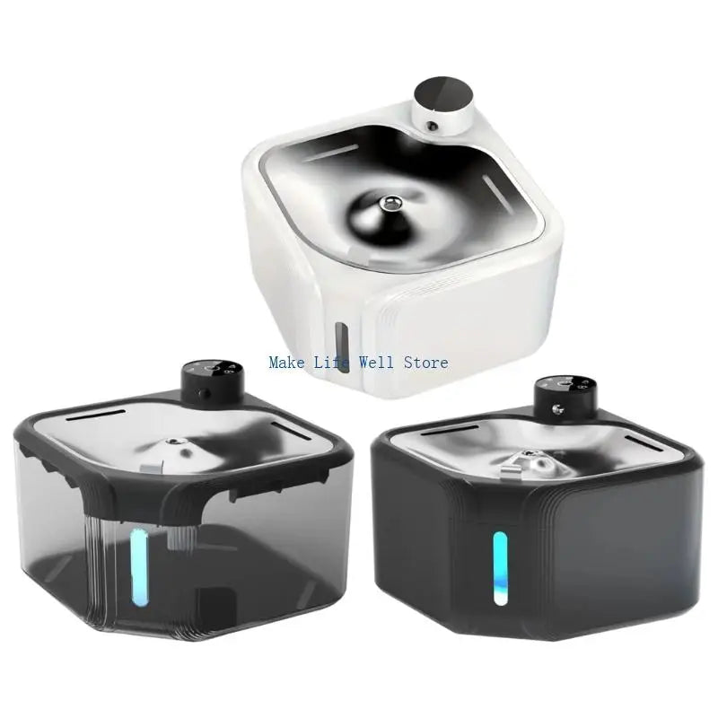 2.8L Auto Circulating Pet Water Fountain (Stainless Steel Tray, Non-Slip)