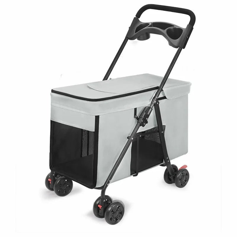 Foldable All-Terrain Large Dog & Cat Stroller Cart — Portable Outdoor Carrier