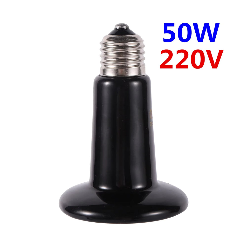 Far-Infrared Ceramic Heat Lamp — Dual-Voltage No-Light Heater, 25W-200W
