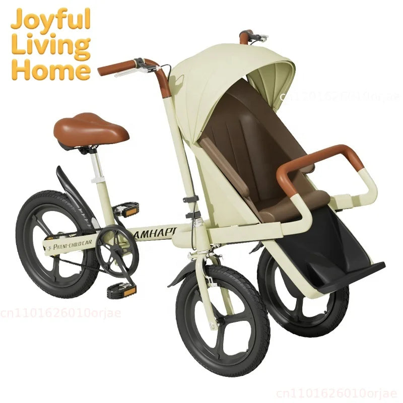 3-Wheel Parental-Control Tricycle Pushchair Pet Stroller — Portable Travel Bike for Pets & Families