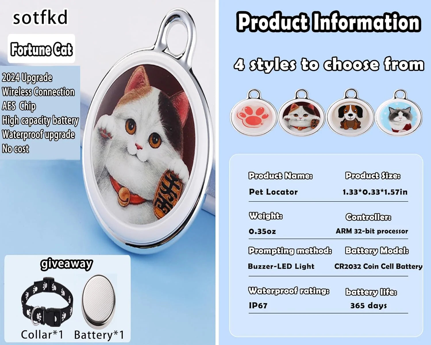 Long-Distance Mini Waterproof GPS Tracker Collar for Cats & Dogs - Real-Time