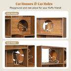 2-in-1 Wood Cat House Bookshelf with Litter Box Enclosure