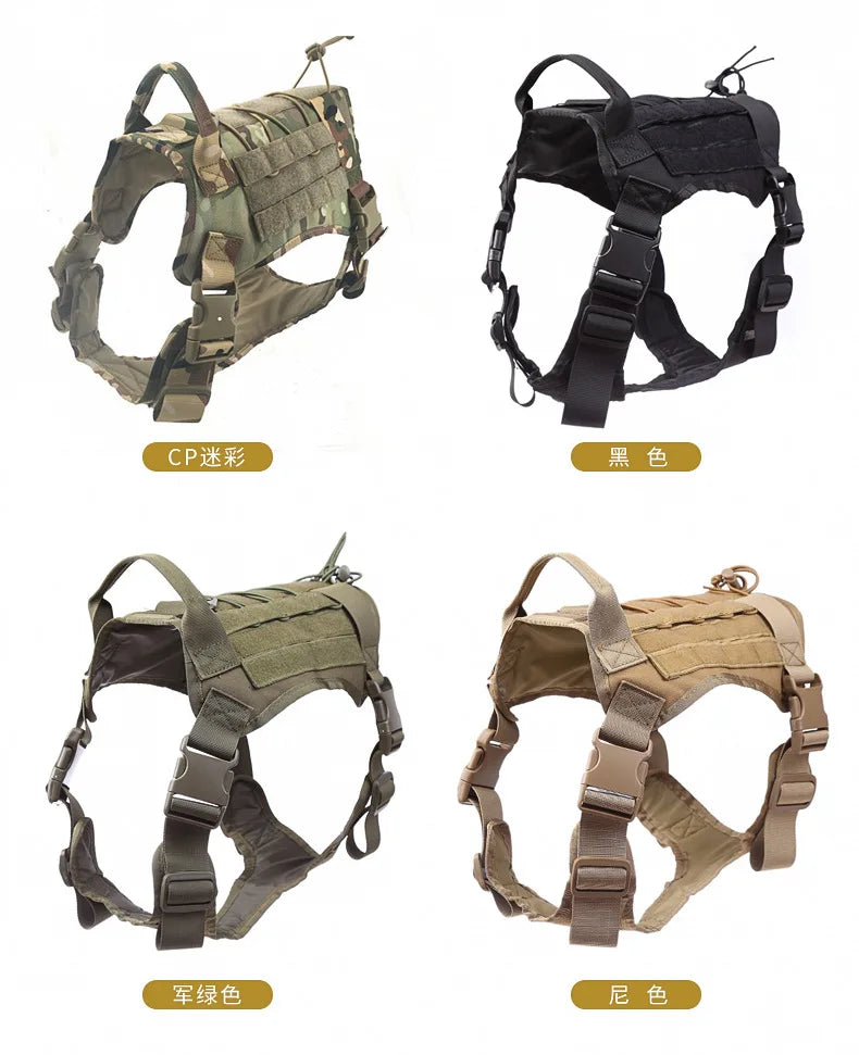 Tactical Camo Dog Vest (Outdoor Training, Chest & Back, Large Dogs)