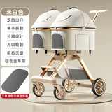 Twin Cabin Double Layer Pet Stroller for Small Medium Dogs Cats Lightweight Foldable Double Pet Cart Outdoor Walking