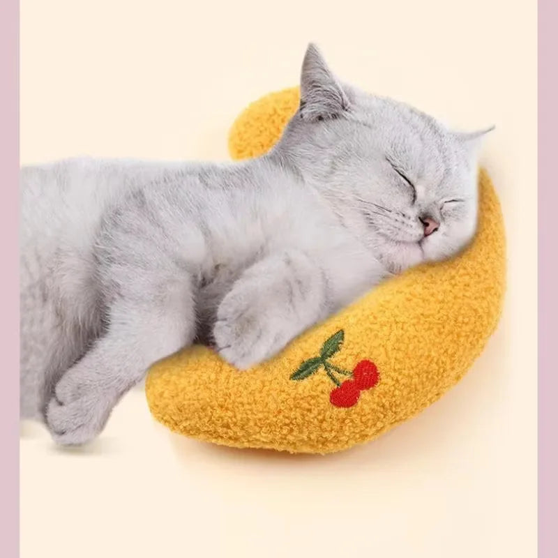 U-Shaped Cat & Kitten Sleeping Pillow — Soft Pet Bed Pillow Toy for Small Cats & Dogs