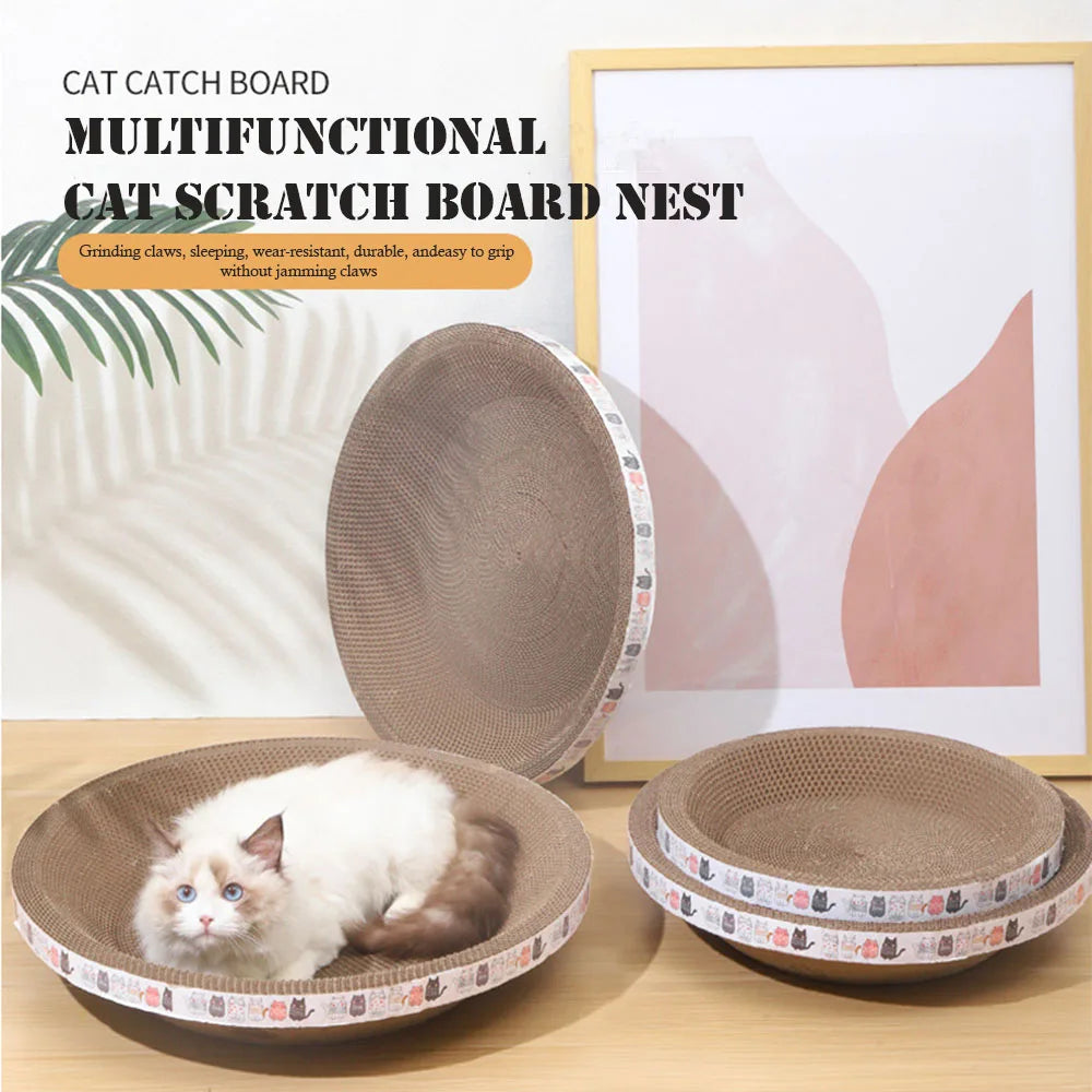 2-in-1 Cardboard Cat Scratcher Bowl Bed