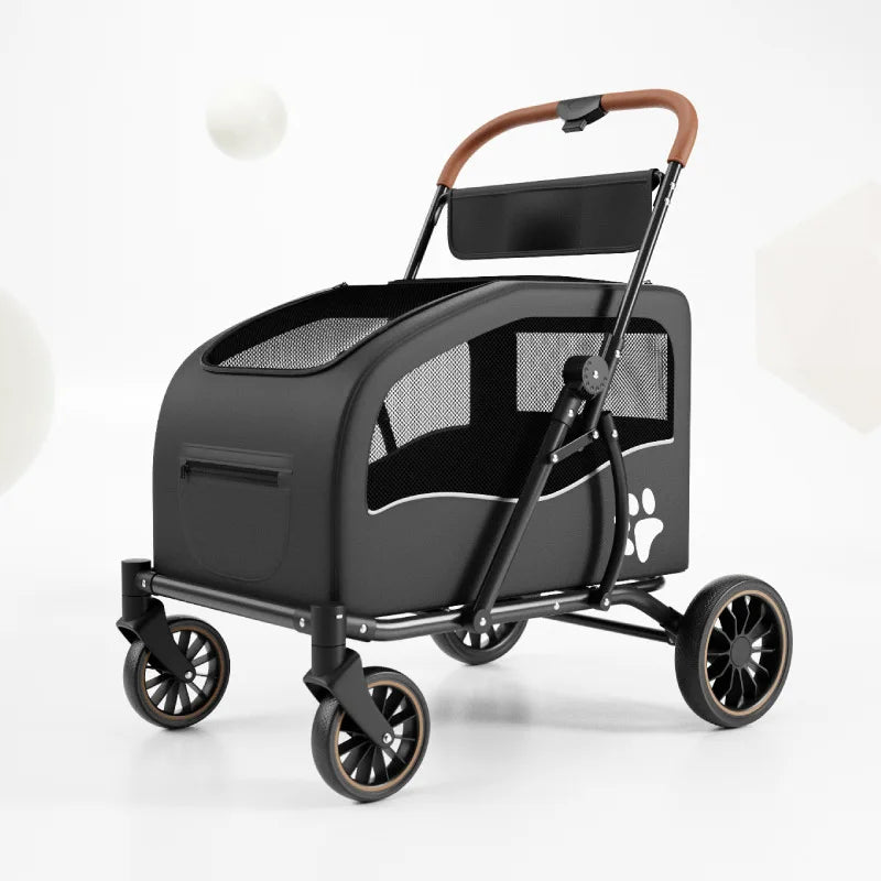 Multi-Function Foldable Pet Stroller for Senior, Medium & Large Dogs — Portable Outdoor Travel Trolley