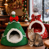 Christmas Tree Cat Nest (Semi-Closed Winter Warm House)