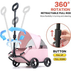 Foldable 4-Wheel Pet Cart with Sun Cover for Small Dogs & Cats