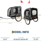 Universal Bike Trailer for Medium & Large Dogs - 88Lbs Capacity Convertible Pet Carrier with 19" Air Tires for Bicycle & Jogger