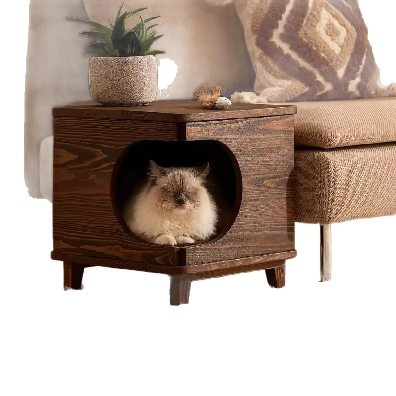 Cat Nest Sofa Bed with Built-In Bedside Table