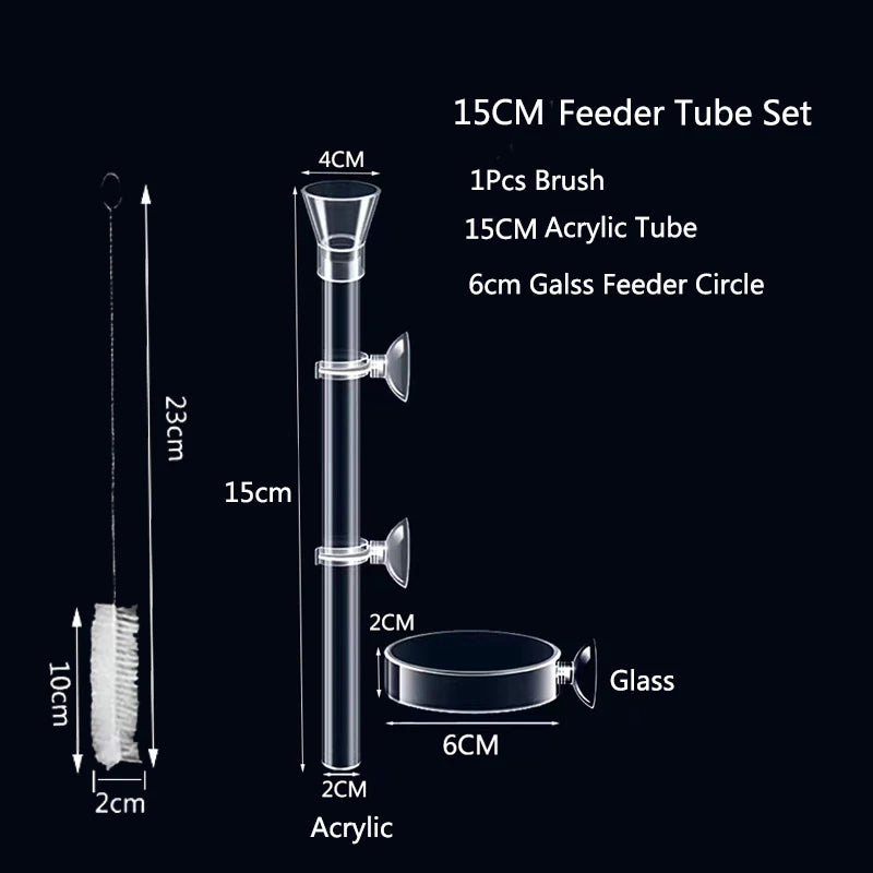 Acrylic Aquarium Shrimp Feeding Dish & Tube (Transparent, Snail & Shrimp)