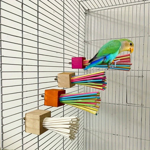Rainbow Wooden Chew Stick — Perch Toy for Parrots