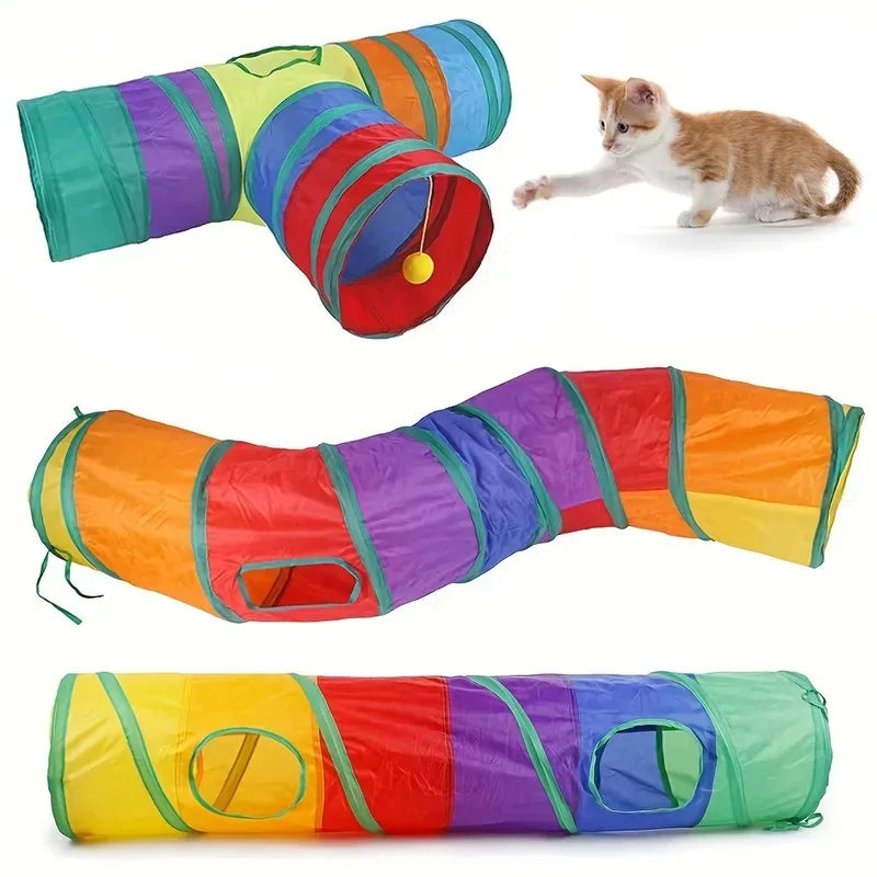 Foldable Crinkle Cat Tunnel — S, T & Y-Shape Multi-Path Play Tube