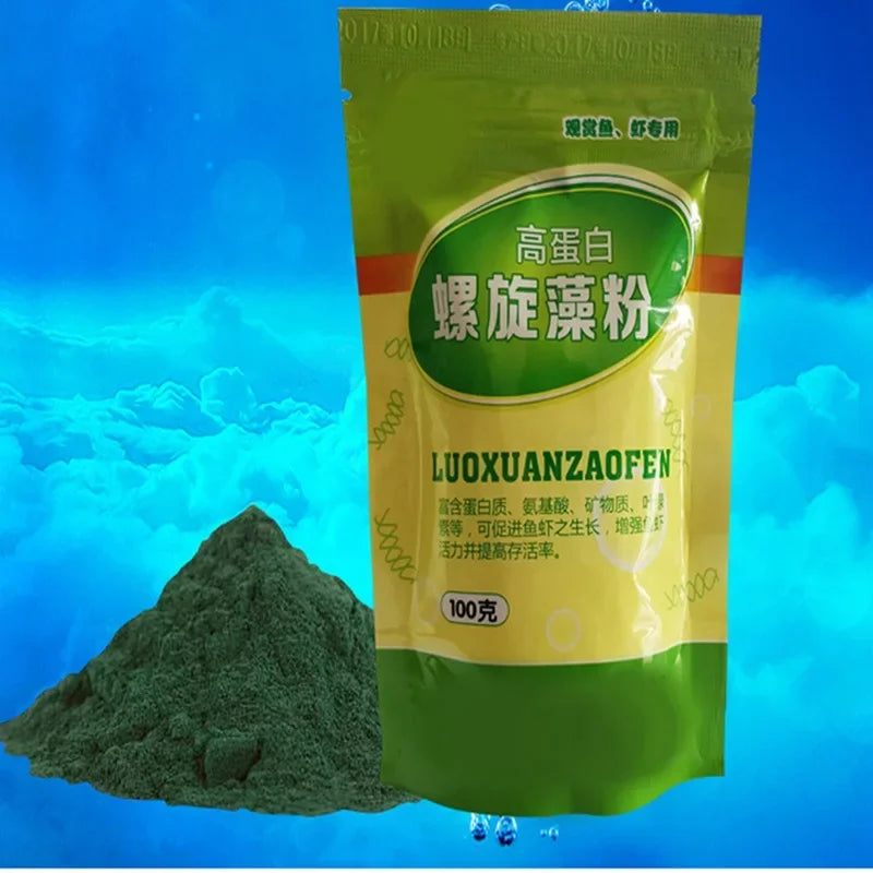 Pure Spirulina Powder Fish & Shrimp Food (50–100g, Ocean Nutrition, Algae Feed)