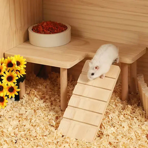 Wooden Ladder Platform — Climbing Toy for Hamsters & Small Pets