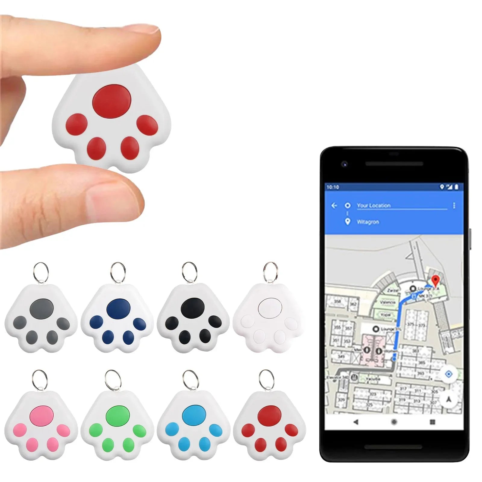 Paw-Shaped Mini Bluetooth GPS Tracker for Pets, Kids, Wallets & Keys