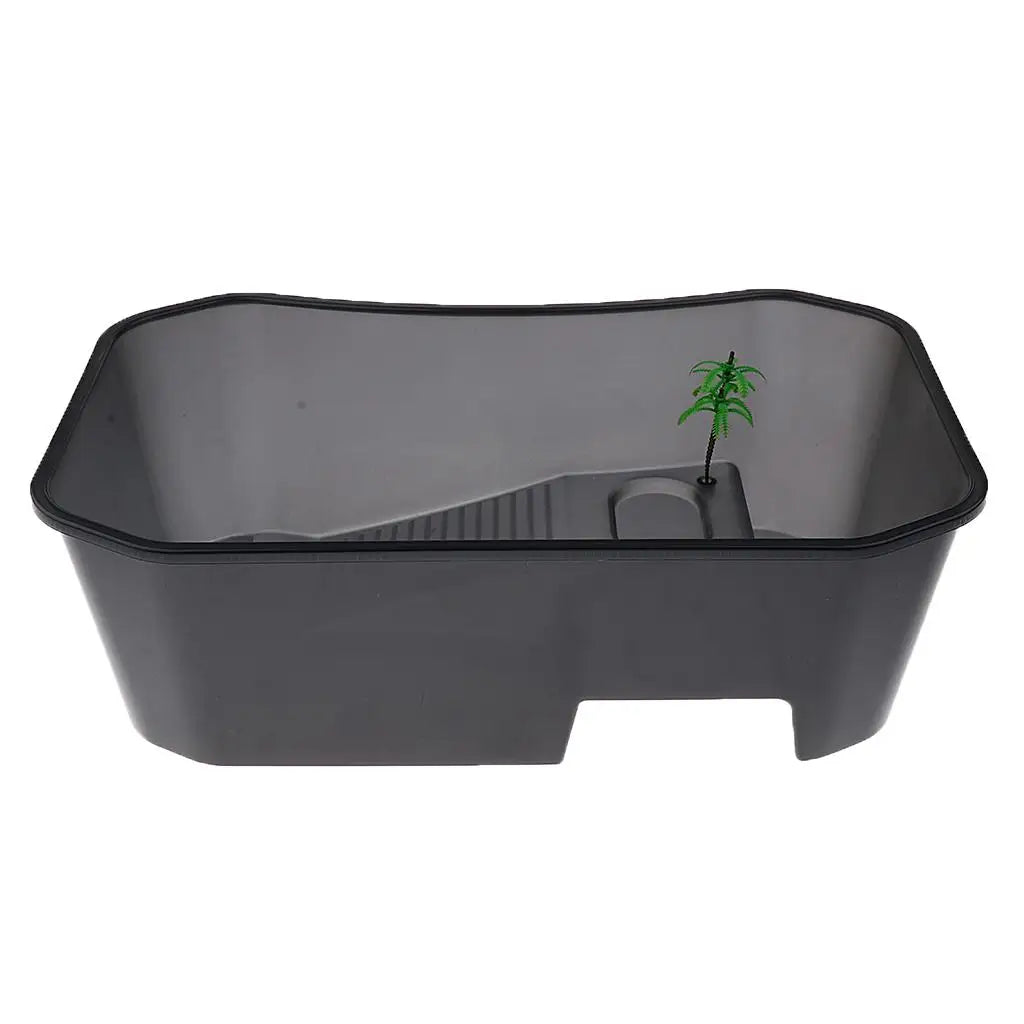 Turtle Tank with Coconut Tree Décor — 5-Zone Terrarium for Turtles & Reptiles