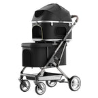Double-Layer Foldable Lightweight Pet Stroller for Dogs & Cats — Portable Outdoor Travel Carriage