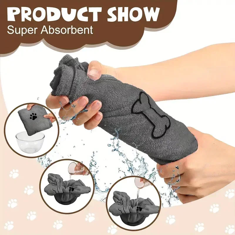 Pet Bath Towel — Quick-Drying Absorbent Towel for Dogs & Cats, 60×100cm