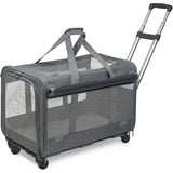 Large Rolling Pet Carrier with Wheels up to 30lbs (Breathable, Collapsible)