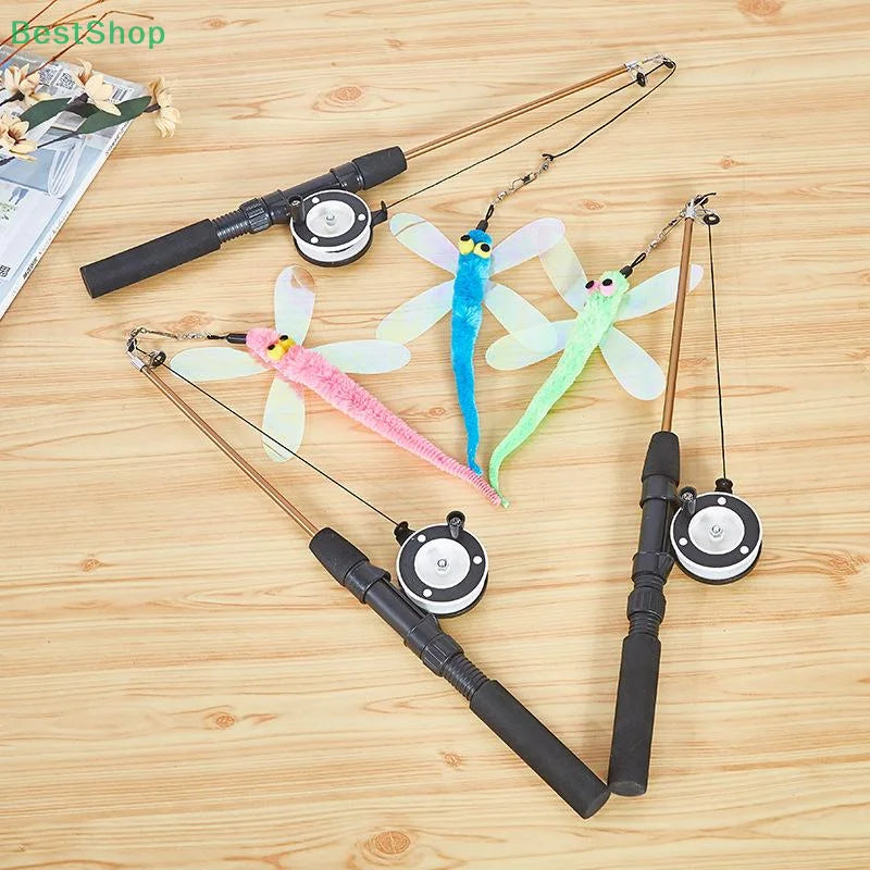 Telescopic Fishing Rod Cat Teaser Wand — Extendable Kitten Play Toy