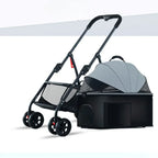 Portable Lightweight Foldable Pet Stroller with Detachable Cat Basket