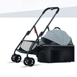 Foldable Pet Stroller with Detachable Carrier
