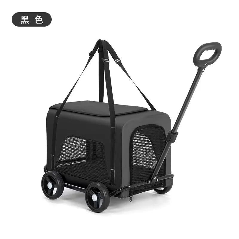 Portable Lightweight Foldable Pet Hand Cart for Small Dogs, Cats & Teddy Breeds