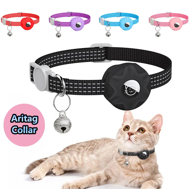 AirTag Collar Silicone Sleeve — Reflective Tracker Holder with Bell
