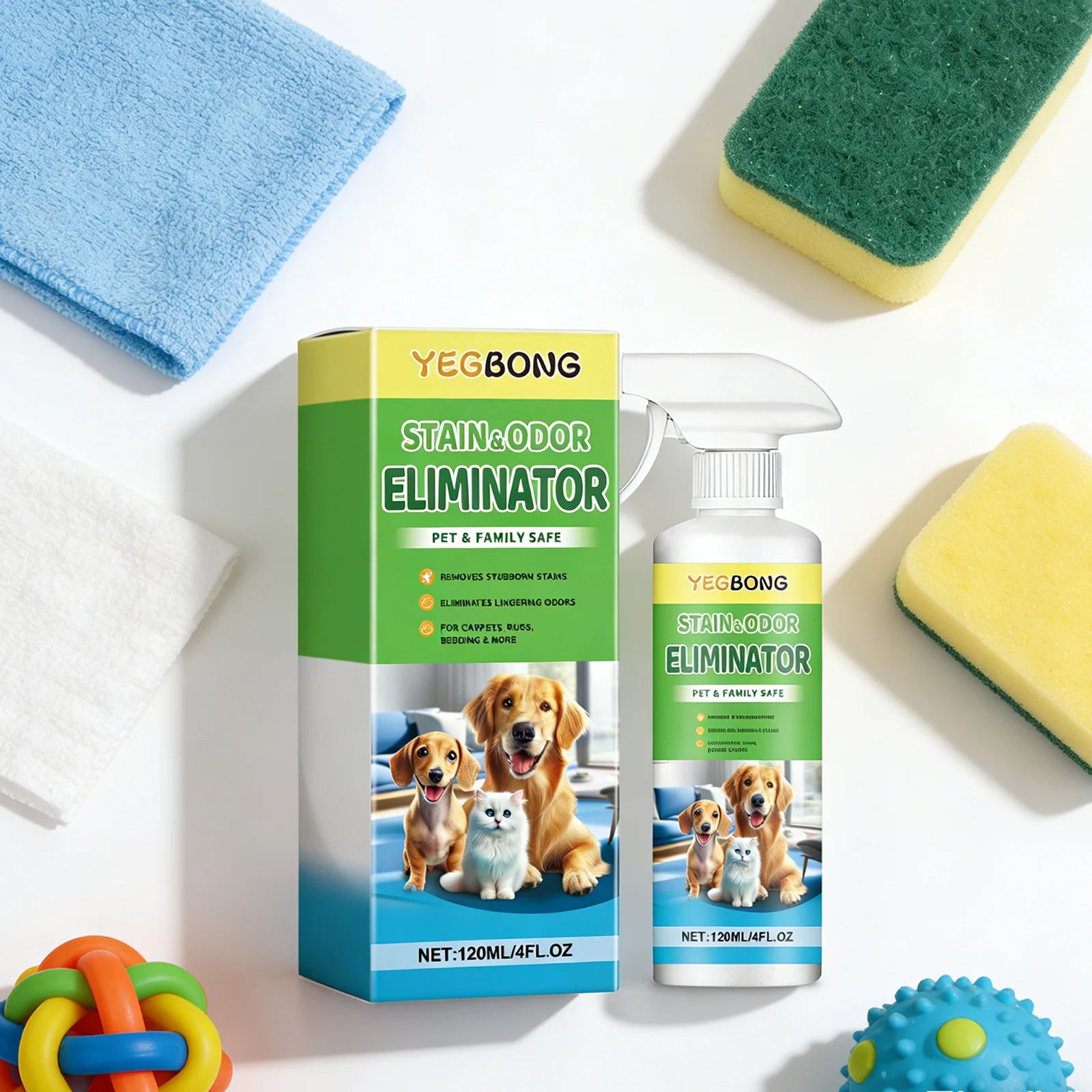 Pet Stain & Odor Remover Spray — Dissolves Stubborn Urine Stains, 120ml