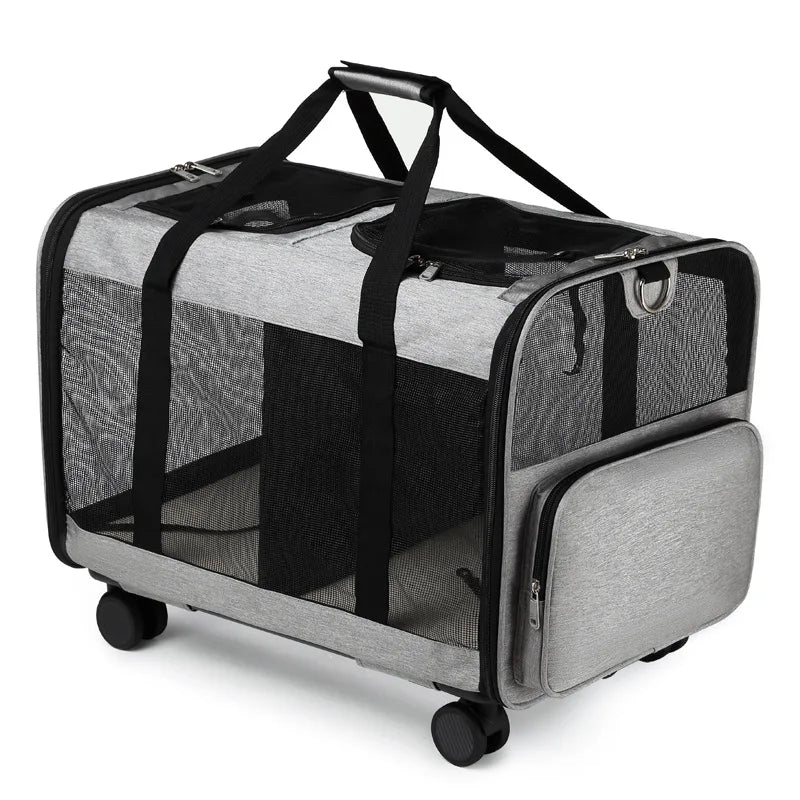 Double-Layer Pull-Out Pet Backpack with Single Shoulder & Handheld Straps for Cats & Dogs