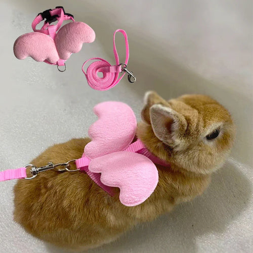 Angel Wing Rabbit Harness & Leash Set — Cute Costume for Small Pets