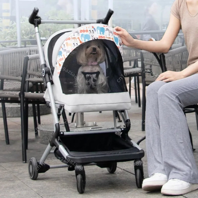 Ultra-Light Foldable Pet Stroller for Cats & Dogs — Dual-Pet