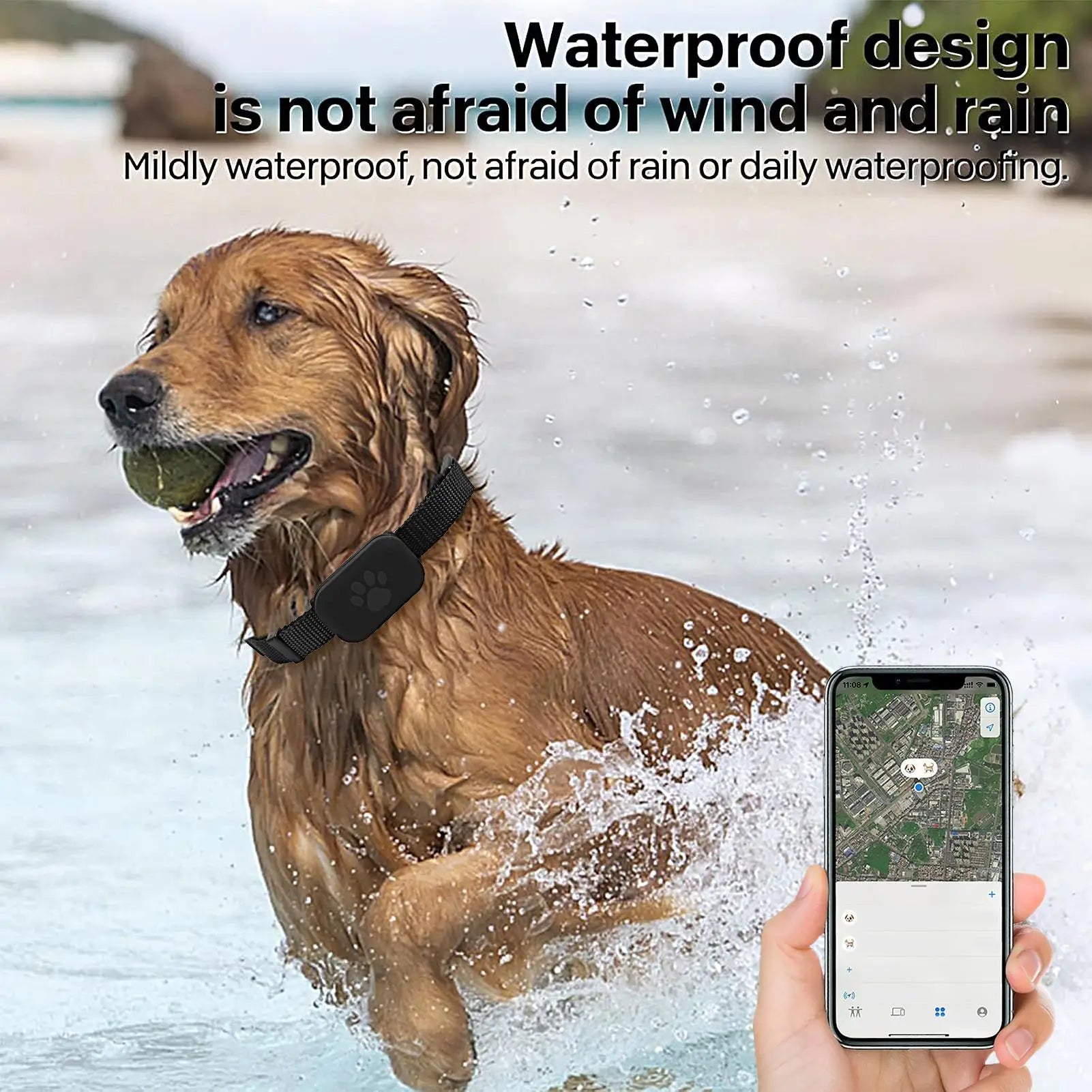 No-Subscription GPS Pet Tracker with Collar - Long Battery for Dogs & Cats