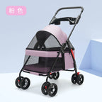 Foldable 4-Wheel Eco-Friendly All-Season Pet Stroller with Oxford & Metal Frame — Up to 37 lbs