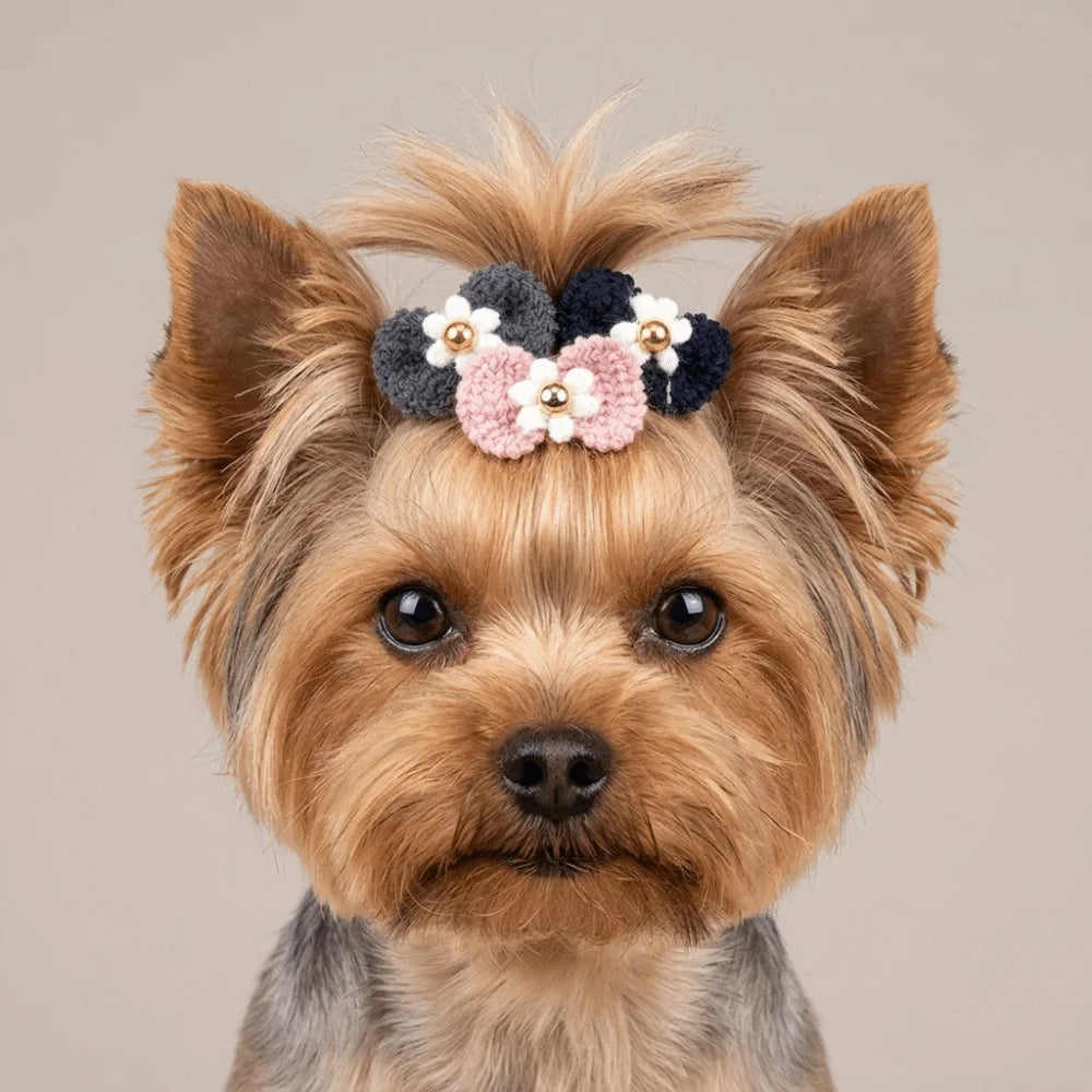 Dog Hair Bow Set 12-Pack (Elastic Band, Various Colors)