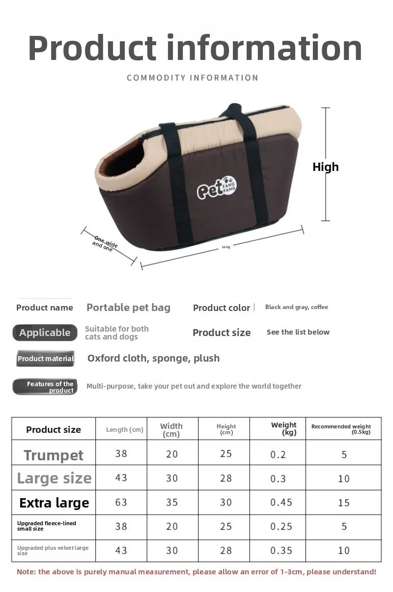 Portable Foldable Pet Shoulder Bag (Small & Medium Pets)