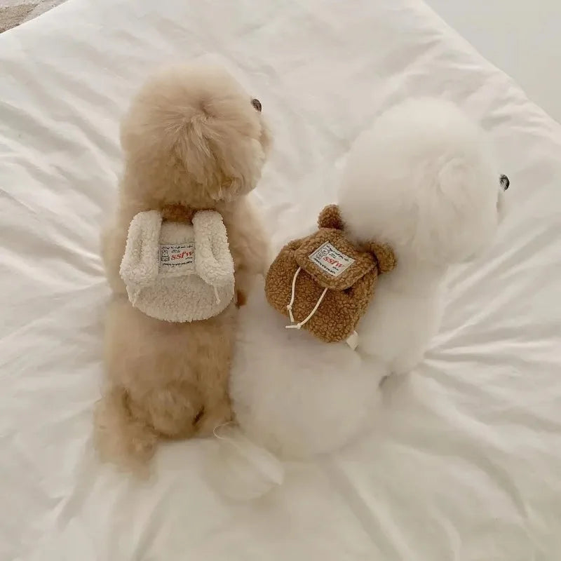 Cute Plush Pet Outing Backpack (Puppy, Dog & Cat, Multi-Function)