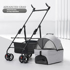3-in-1 Folding Dog Stroller (4-Wheel, Detachable Carrier)
