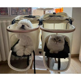 Twin Cabin Double Layer Pet Stroller for Small Medium Dogs Cats Lightweight Foldable Double Pet Cart Outdoor Walking