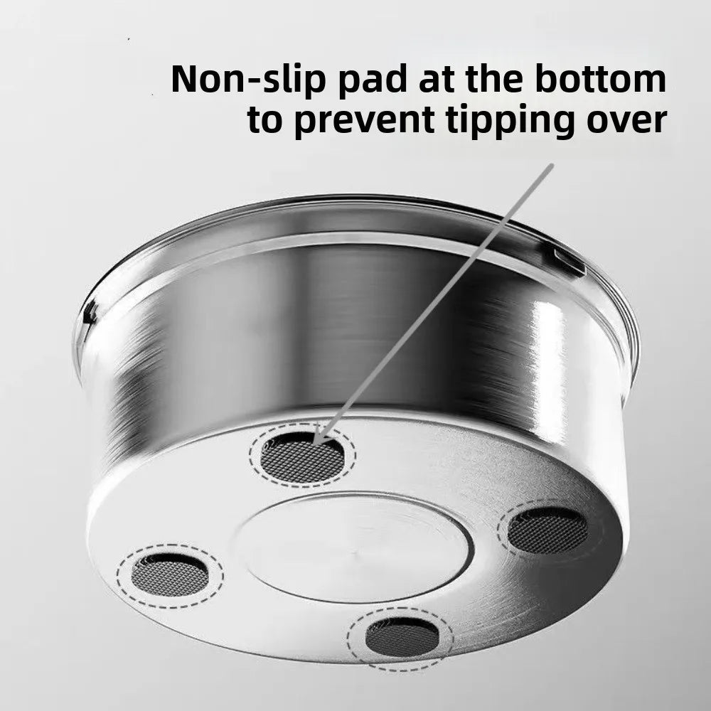 Stainless Steel Anti-Spill Dog Water Bowl (Non-Slip, Portable)