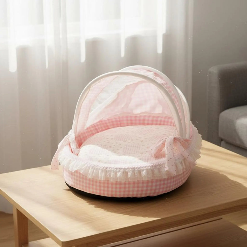 Princess-Style Semi-Enclosed Cat Bed Cradle