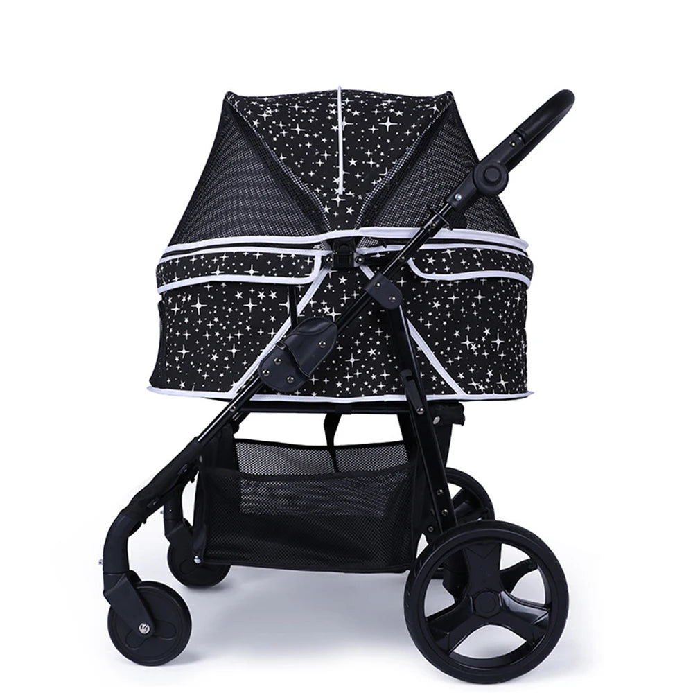 3-in-1 Foldable Pet Stroller with Cage Carrier & Travel Seat — Pushchair for Dogs & Cats