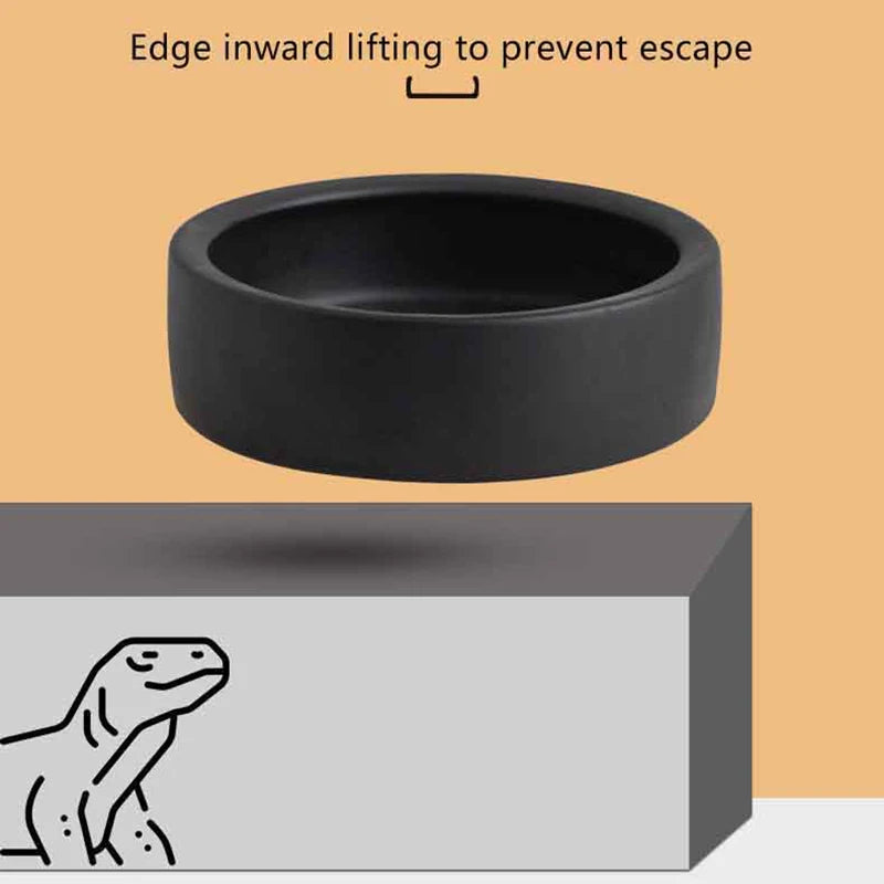 Anti-Escape Ceramic Reptile Feeder Dish — For Geckos, Snakes & Crawling Insects