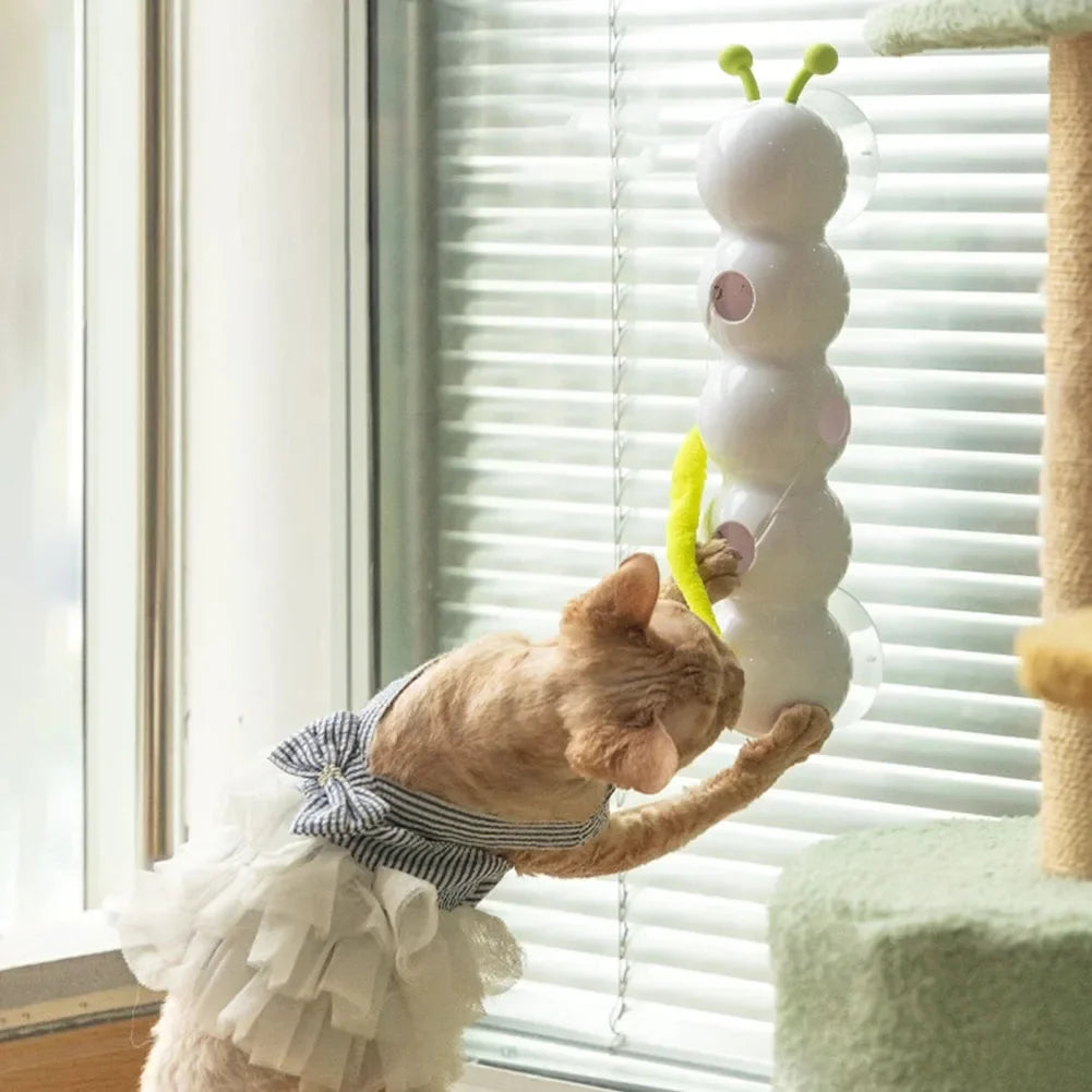 Smart Whack-a-Mole Caterpillar Cat Toy — Motion Sensor Feather Teaser