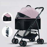 Foldable Pet Stroller with Detachable Carrier