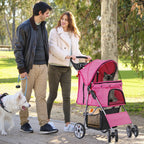 4-Wheel Foldable Pet Stroller with Storage Basket for Dogs & Cats — Lightweight Outdoor Travel Cart