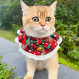 Christmas Collar with Bells for Small Dogs (Washable Scarf)